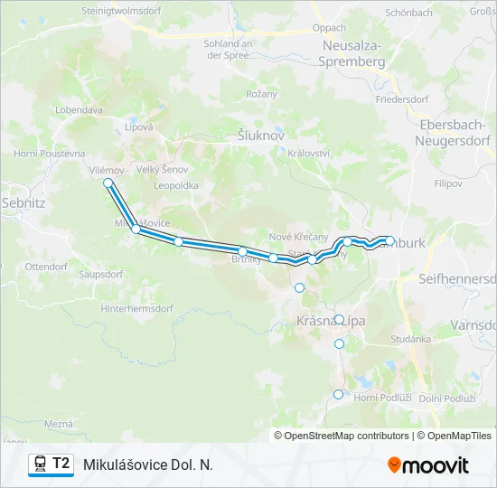 T2 Train Line Map