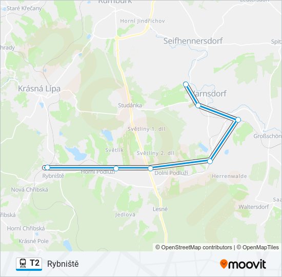 Поезд T2: карта маршрута