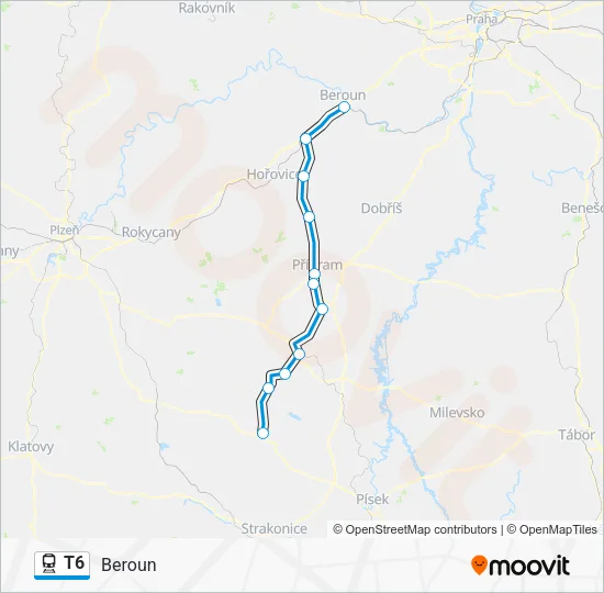 Поезд T6: карта маршрута