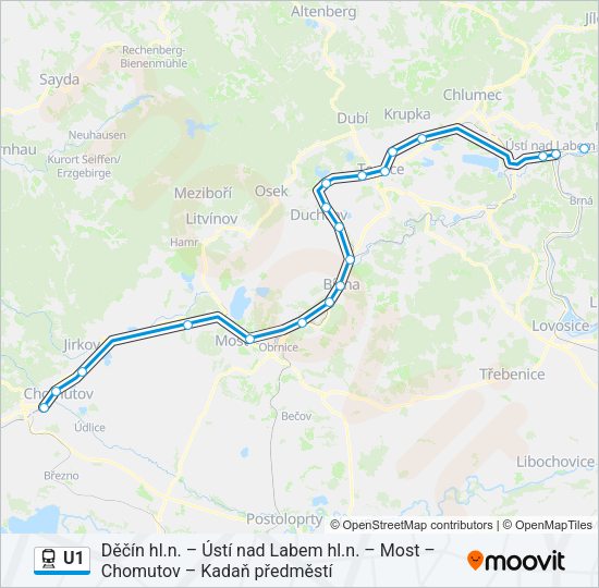 Поезд U1: карта маршрута
