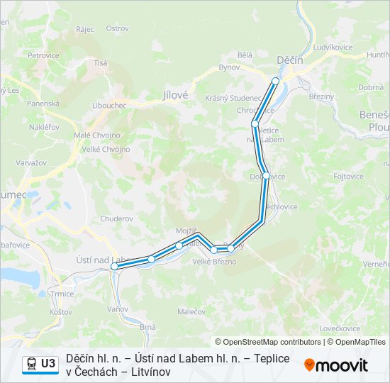 Поезд U3: карта маршрута