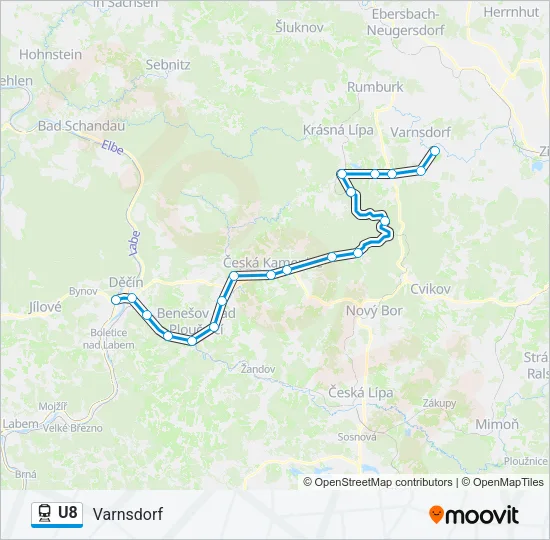 Поезд U8: карта маршрута