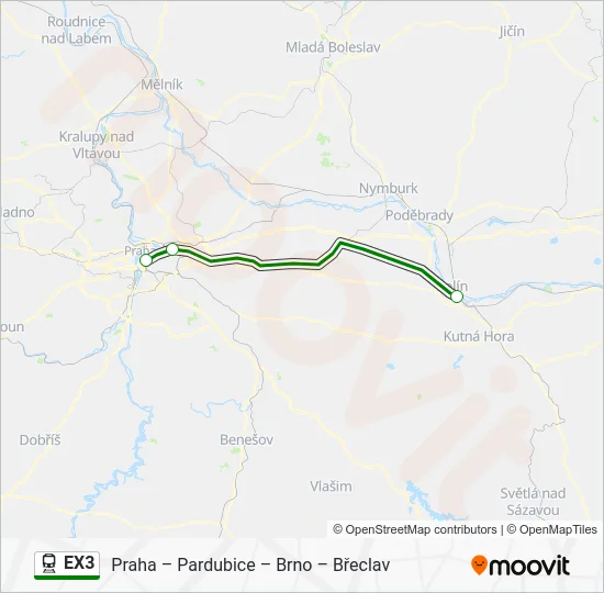 Поезд EX3: карта маршрута