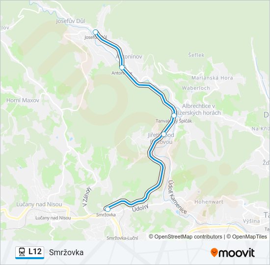 Поезд L12: карта маршрута