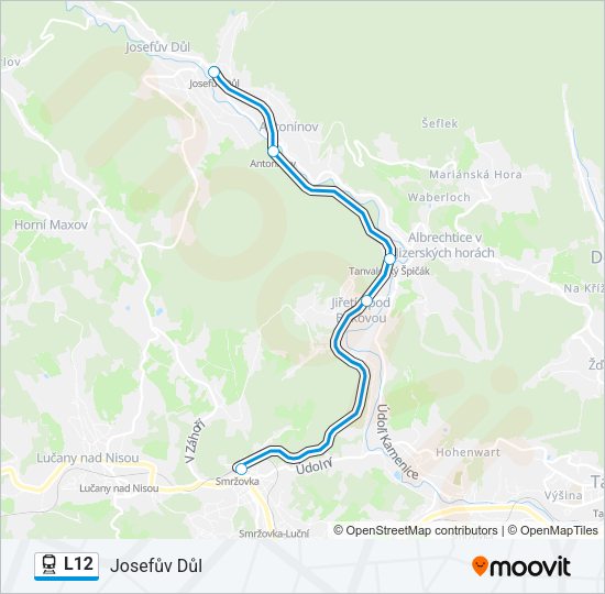 Поезд L12: карта маршрута