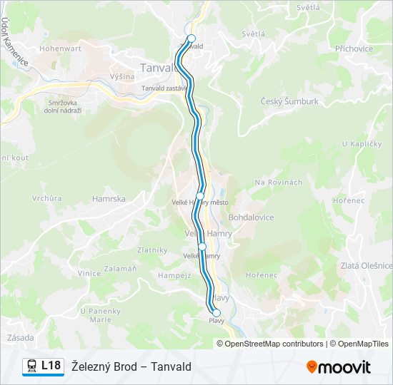 Поезд L18: карта маршрута