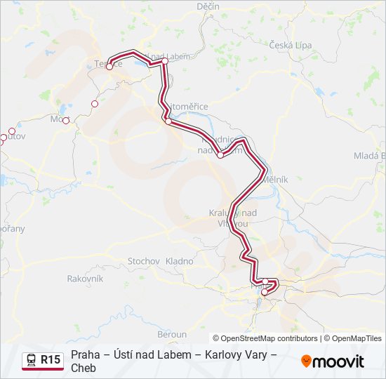 R15 vlak Mapa linky