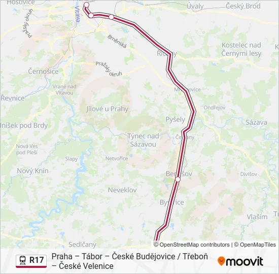 Поезд R17: карта маршрута