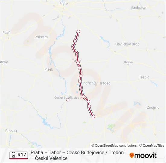 Поезд R17: карта маршрута