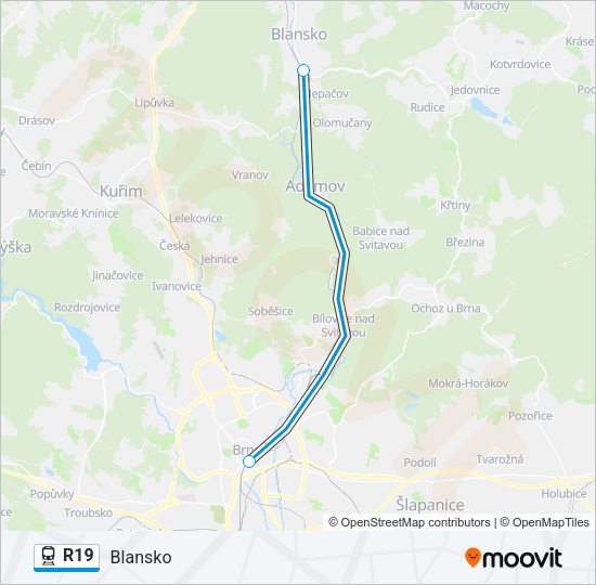 Поезд R19: карта маршрута