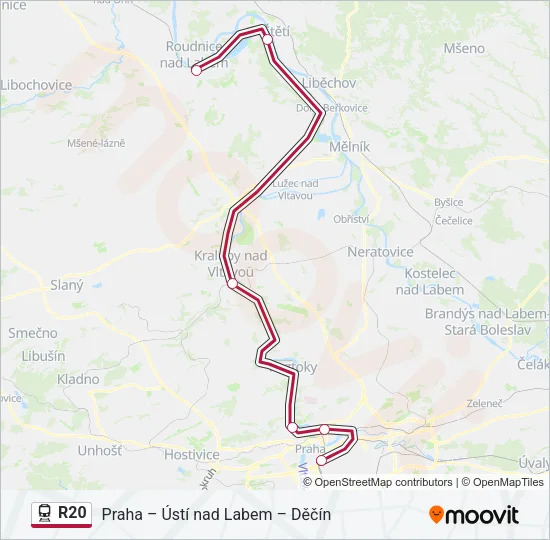 R20 vlak Mapa linky