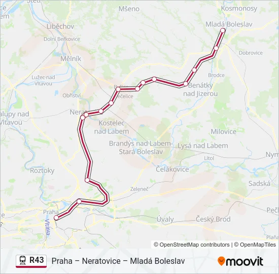 Поезд R43: карта маршрута