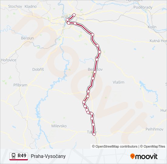 Поезд R49: карта маршрута