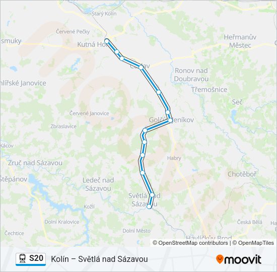 Поезд S20: карта маршрута