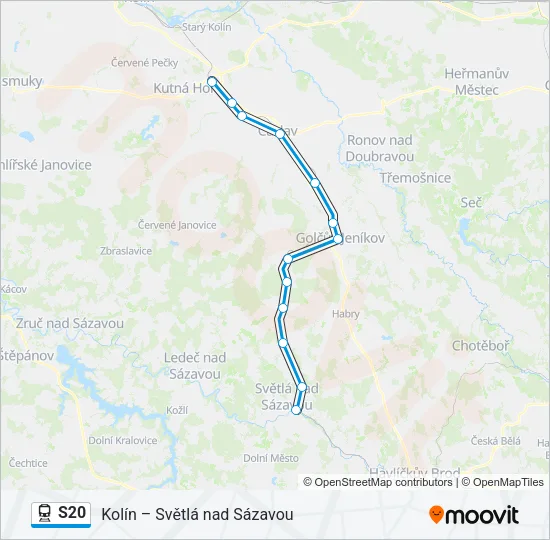 S20 vlak Mapa linky