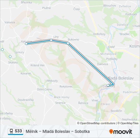 Поезд S33: карта маршрута