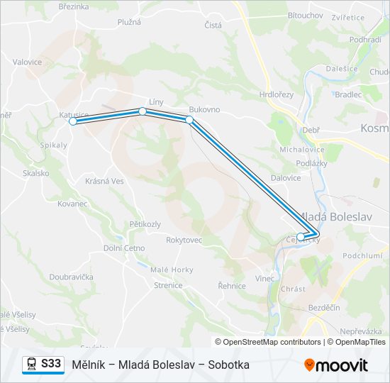 Поезд S33: карта маршрута