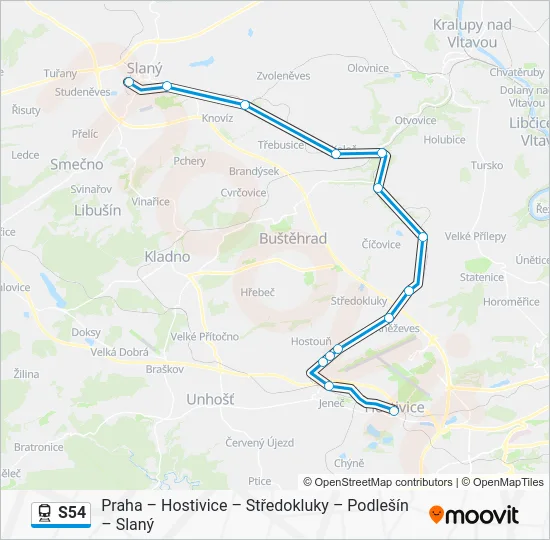 Поезд S54: карта маршрута