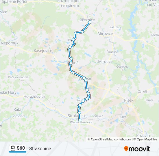 Поезд S60: карта маршрута