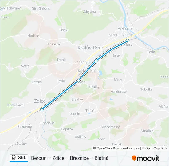 S60 vlak Mapa linky