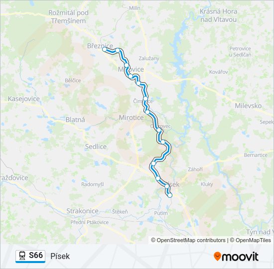 Поезд S66: карта маршрута