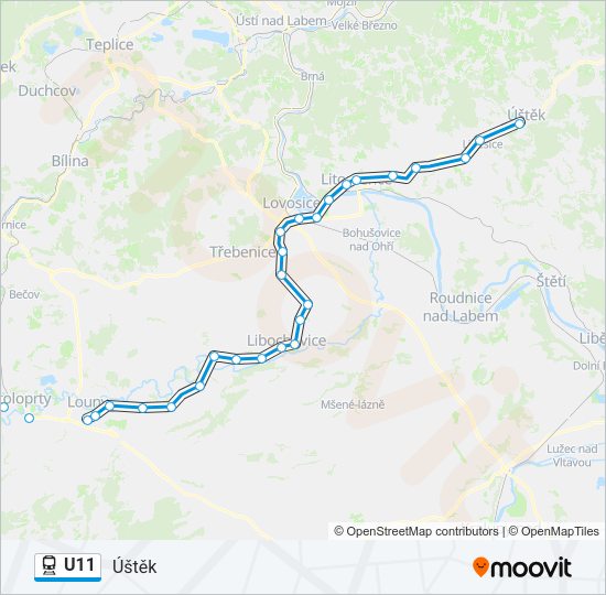 Поезд U11: карта маршрута