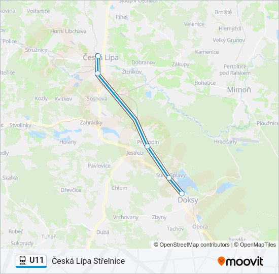 Поезд U11: карта маршрута