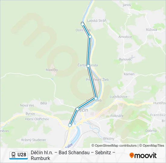 Поезд U28: карта маршрута