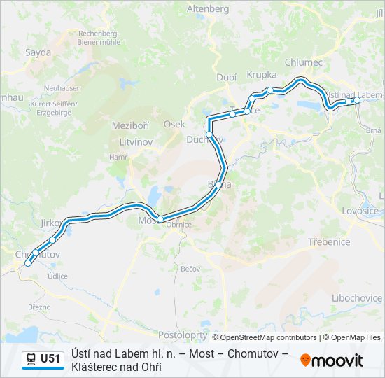 U51 vlak Mapa linky