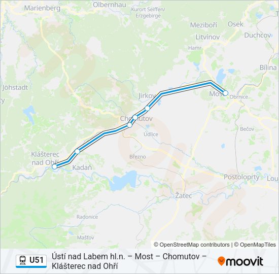 Поезд U51: карта маршрута