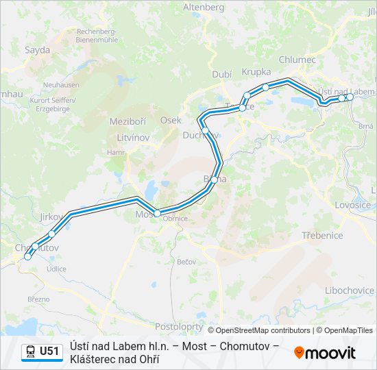 Поезд U51: карта маршрута