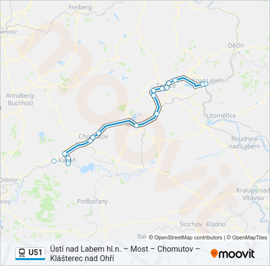 Поезд U51: карта маршрута