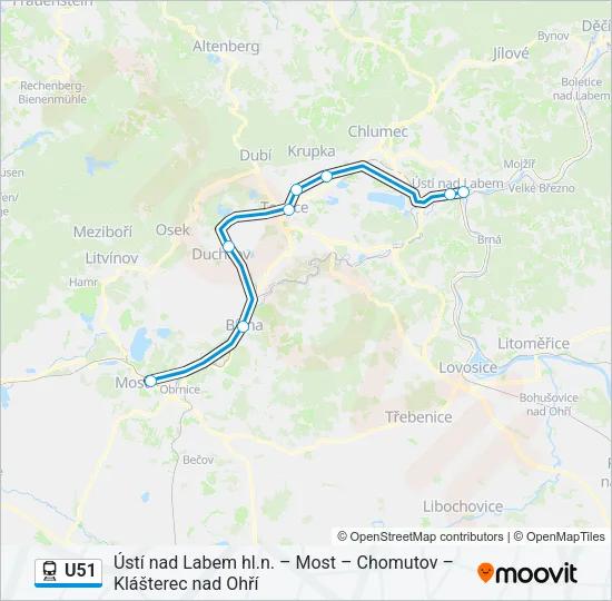 Поезд U51: карта маршрута