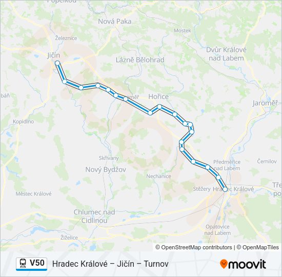 Поезд V50: карта маршрута
