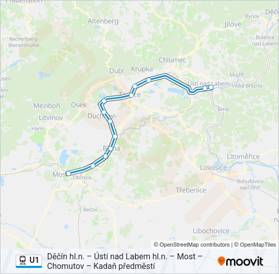 Поезд U1: карта маршрута