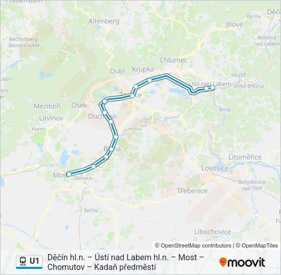 Поезд U1: карта маршрута