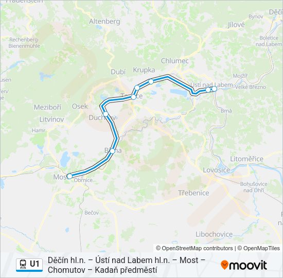 Поезд U1: карта маршрута