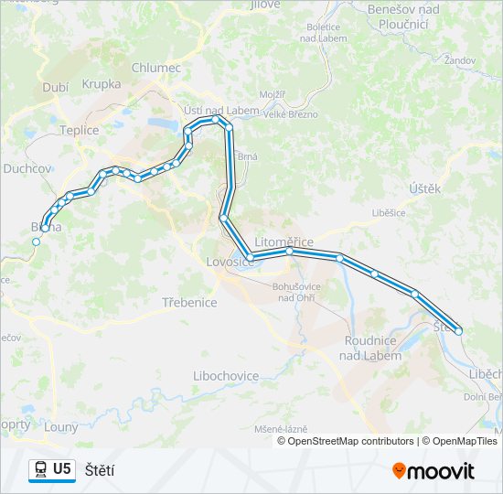 Поезд U5: карта маршрута