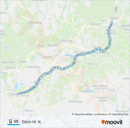 Поезд U5: карта маршрута