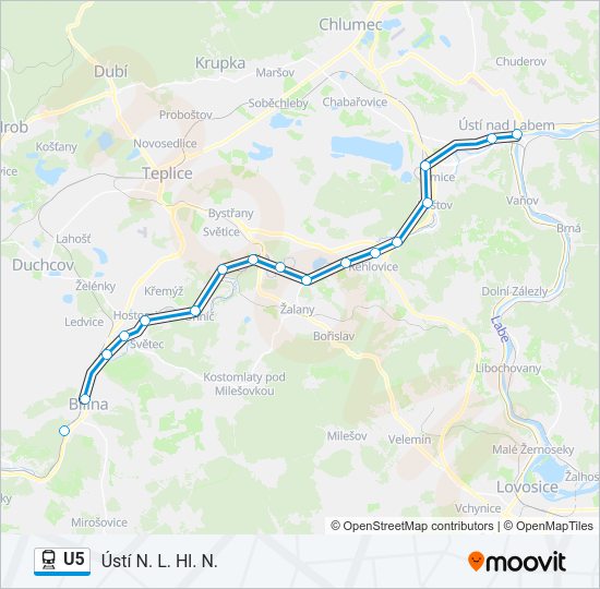 Поезд U5: карта маршрута