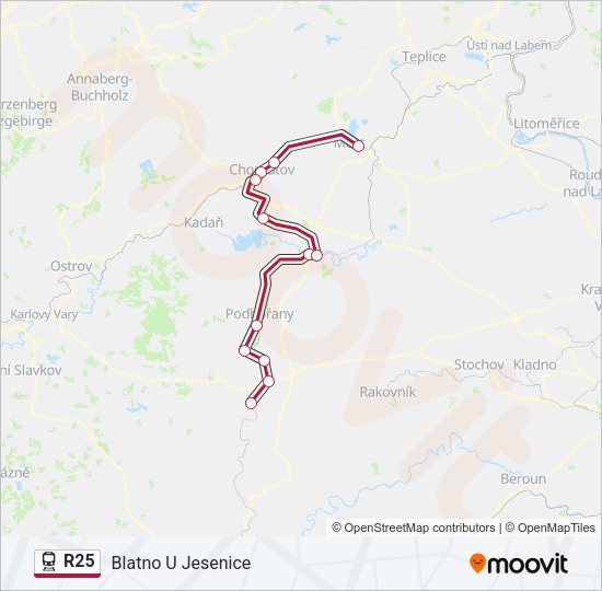 Поезд R25: карта маршрута