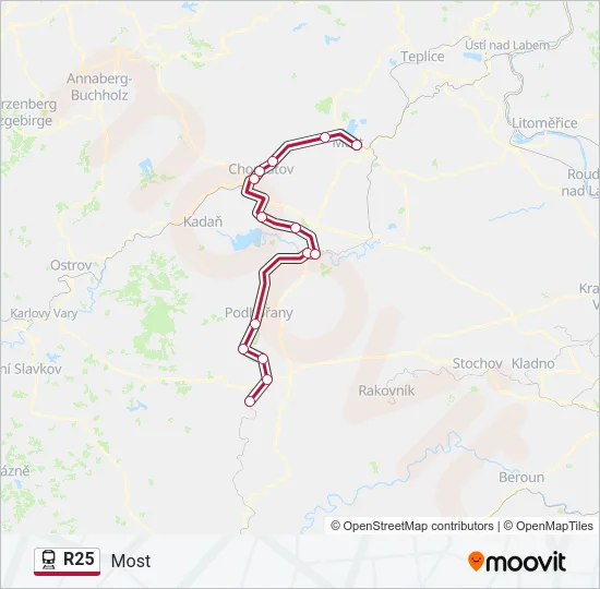 R25 vlak Mapa linky