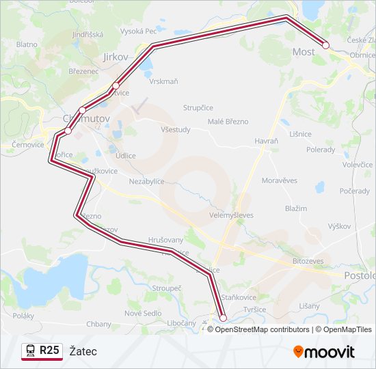 Поезд R25: карта маршрута