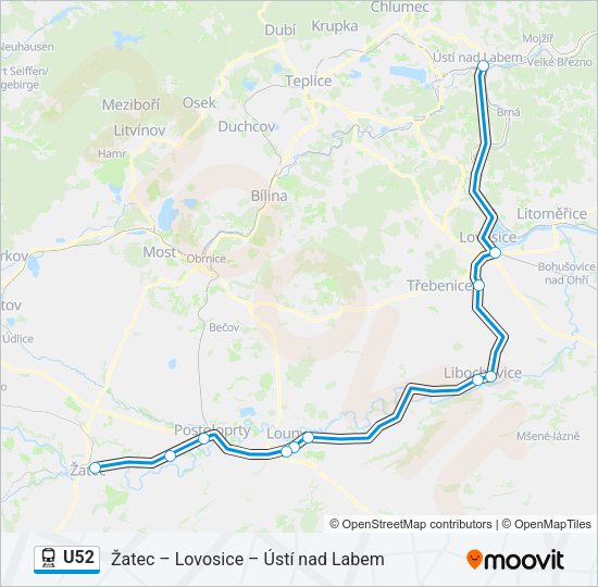 Поезд U52: карта маршрута