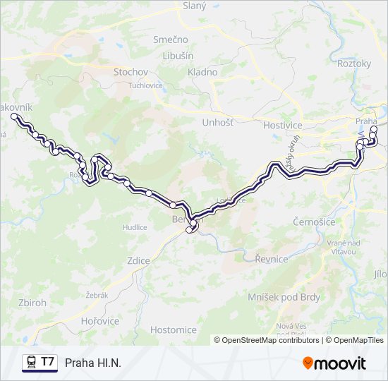 Поезд T7: карта маршрута