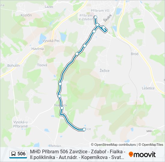 506 autobus Mapa linky