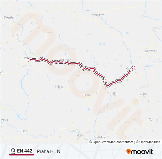 Поезд EN 442: карта маршрута