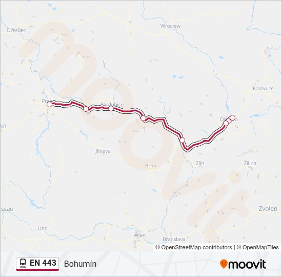 Поезд EN 443: карта маршрута