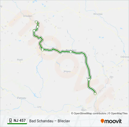 Поезд NJ 457: карта маршрута