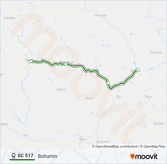 Поезд SC 517: карта маршрута